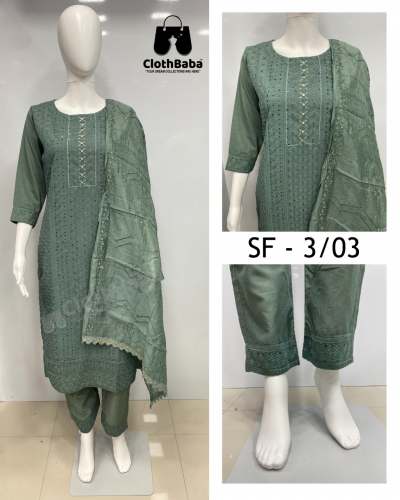 Schiffli Work Chinon Partywear Suits (SF-3/03)