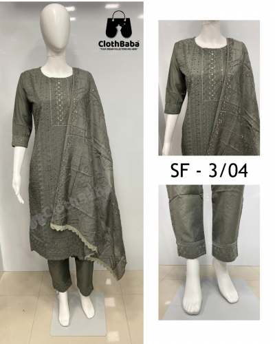 Schiffli Work Chinon Partywear Suits (SF-3/04)