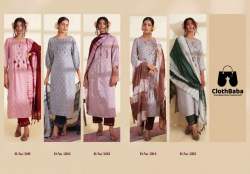 Weaving Soft Cotton Jequred And Thread Work Suit