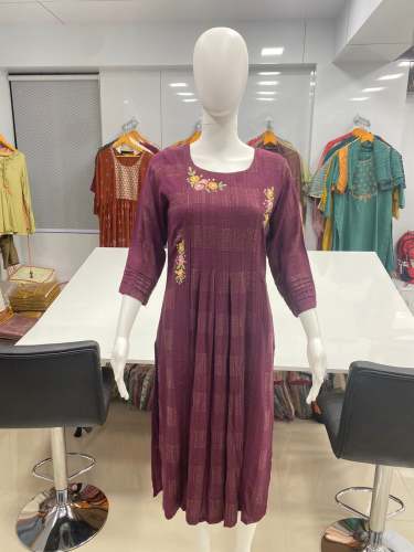 Weaving Viscose Embroidery Work Casual Wear kurti