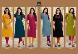 Women Cotton Slub Embroidery Work Kurtis