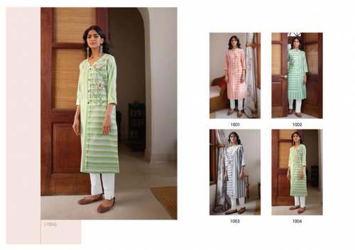 Women Cotton Stripe Kurti Pair Collection