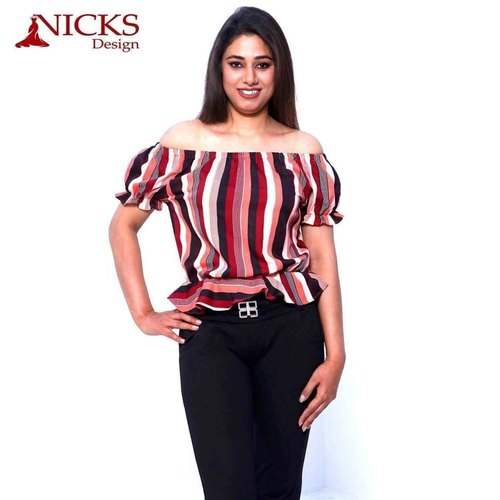 Ladies Stripe Off Shoulder Top by The Nicks Design
