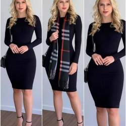 Party Wear Black Slim Fit Western One Piece Dress