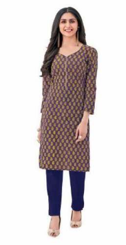 Brown Daily Wear Knee Length Kurti  by Riddhi Collection
