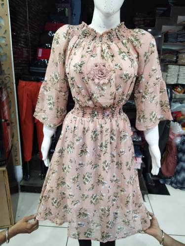 Ladies Floral Print Western Dress by Maharaja Garments