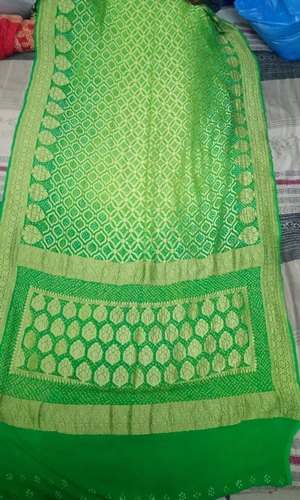 Zari Mix Banarasi Bandhani Saree  by Jhaveri Handicraft