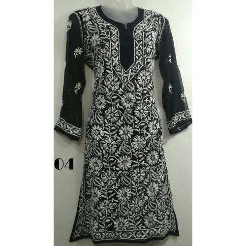 Ladies Black Chiken Kurti by Punjabi Fashion Store