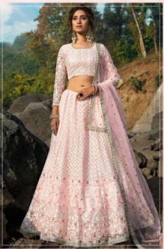 Handcrafted Pink Embroidered Lehenga Choli by Shakuntalam