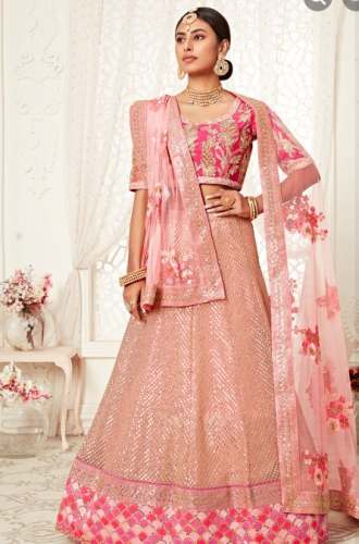 Light Pink Embroidered Wedding Lehenga  by Shakuntalam