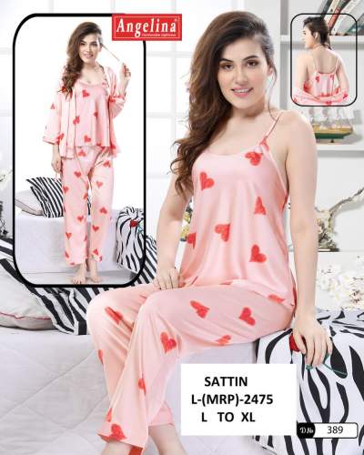 Buy Printed Satin Night Suit For Women by Prestige Ladies Showroom