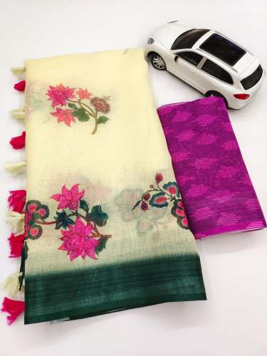 Silver Jari Patta  Saree