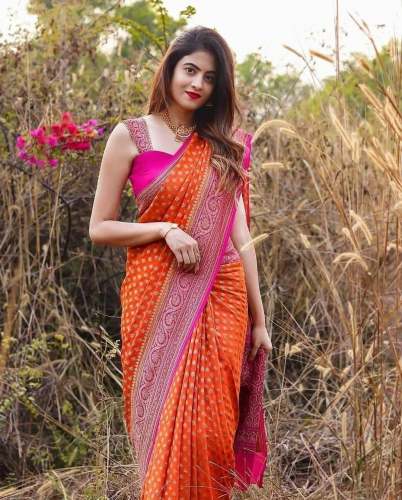 Zari Border Latest Designer Soft Silk Saree Online | Silk Saree Orange