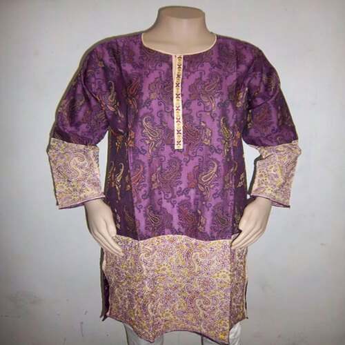 Buy Fancy Purple Chanderi Silk Kurti For Women by Mansi Creation