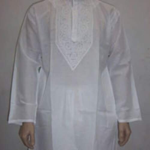 Buy Fancy White Cotton Long Sleeve Kurti by Mansi Creation
