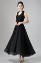 Fancy Neck Plain Black Western Gown