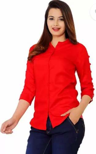 Casual Cutout Solid Women Red Full Sleeve Top by Kalash Print