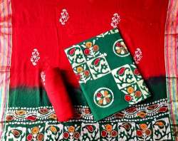 Multi Gold Batik Cotton Dress Material 