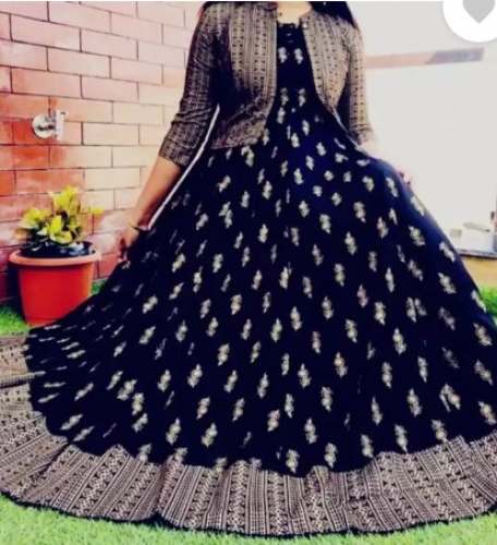 Women Floral Print Rayon Anarkali Kurta