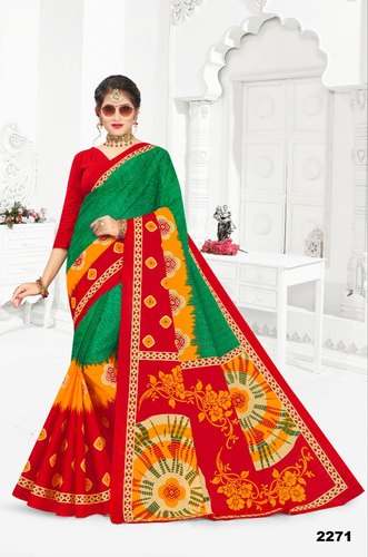 Buy Rainbow Cotton Printed Saree by Rainbow industries