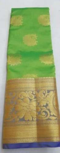 Party wear Parrot Green Silk Saree by Babla Collection