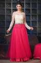 Pink and White Party wear Net Anarkali Suit 