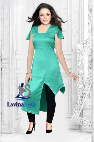 Plain Silky Designer Kurti  by Lisha Creations