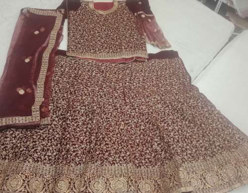 Red Embroidery Work Lehenga Choli At Wholesale