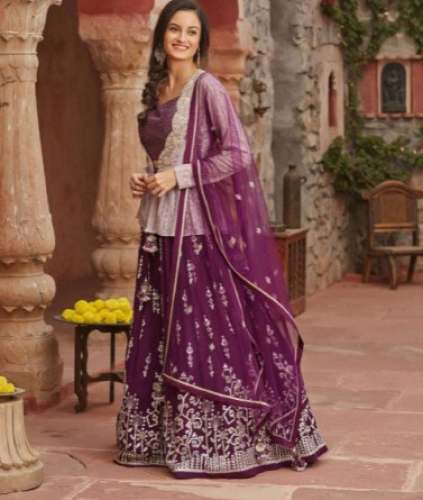 Buy purple lehenga with jacket For ladies by Manmandir House