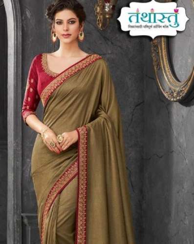 Buy Fancy Plain Embroidery Saree At Wholesale by Tathastu