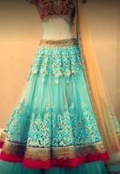 Designer Sky Blue Embroidered Lehenga Choli