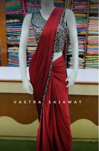 Buy Red Ready To Wear Saree At Wholesale Price by Vastra Sajawat