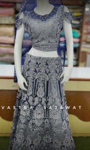 Worked Blue Lehenga Choli At For Ladies