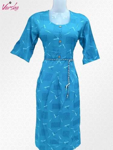 New Collection Sky Blue Anarkali Rayon Kurti by Om Muruga Sarees Private Limited
