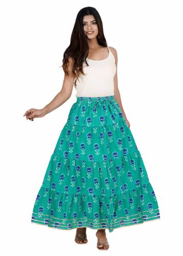 women cotton printed skirts (green) by Tanu Creations