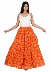 women cotton printed skirts (orange)