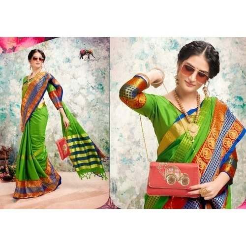 Fancy Designer Cotton Silk Saree For Ladies