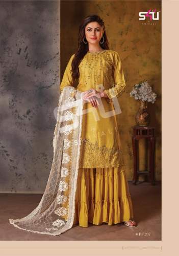 Haldi Special Yellow Sharara Suit From Jalna by Sayee Creations
