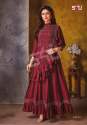 maroon-silk-gown-with-attached-dupatta