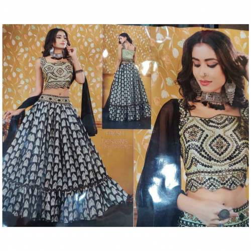 Sayee Creation Present Blue Printed Lehenga Choli by Sayee Creations