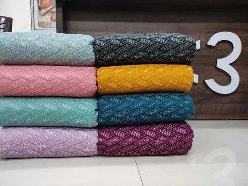 Poly Silk Schiffli Embroidery Fabric