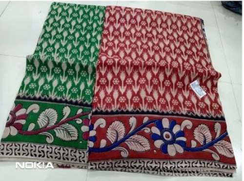 Kalamkari Cotton Saree With Blouse by S H Handloom