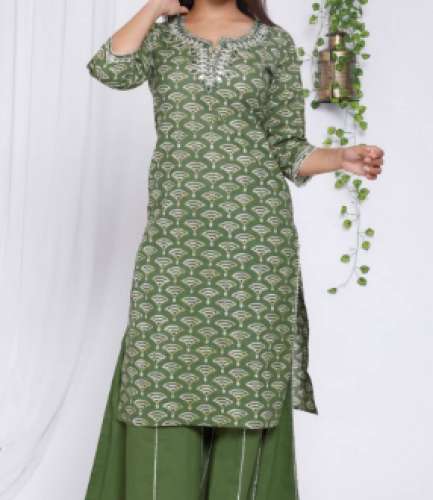 printed kurtis with palazzo and dupatta by Vasudha Kurtis