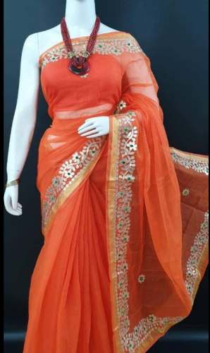 New Arrival Gota Patti Work Orange Saree by Rashi Creations
