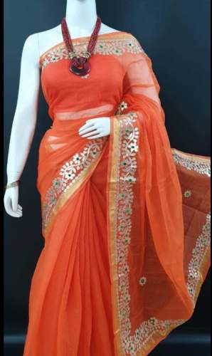 New Arrival Gota Patti Work Orange Saree by Rashi Creations