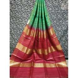 Handloom Tussar Silk Golden Zari Saree 