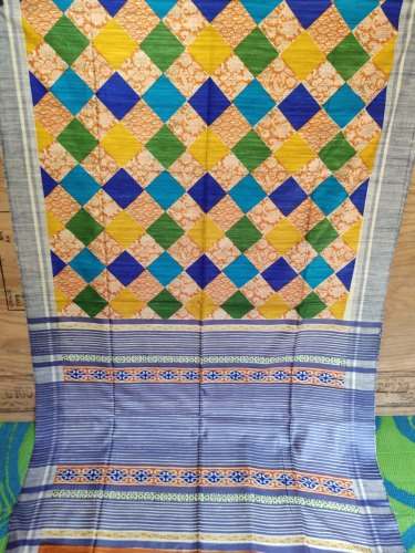 Latest Tussa Ghicha Mix Block Printed Saree by Sakshi Silk Industry