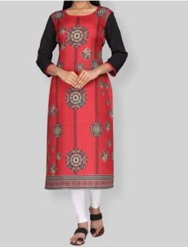 Black And Red Straight Kurti from Vellore by Santhi Garments