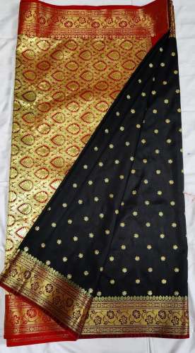New Fancy Banarsi Satin Silk Saree For Ladies by aj silk saree
