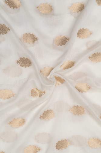 White Dyeable banarasi Butta Natural Fabric by Fabric Hub
